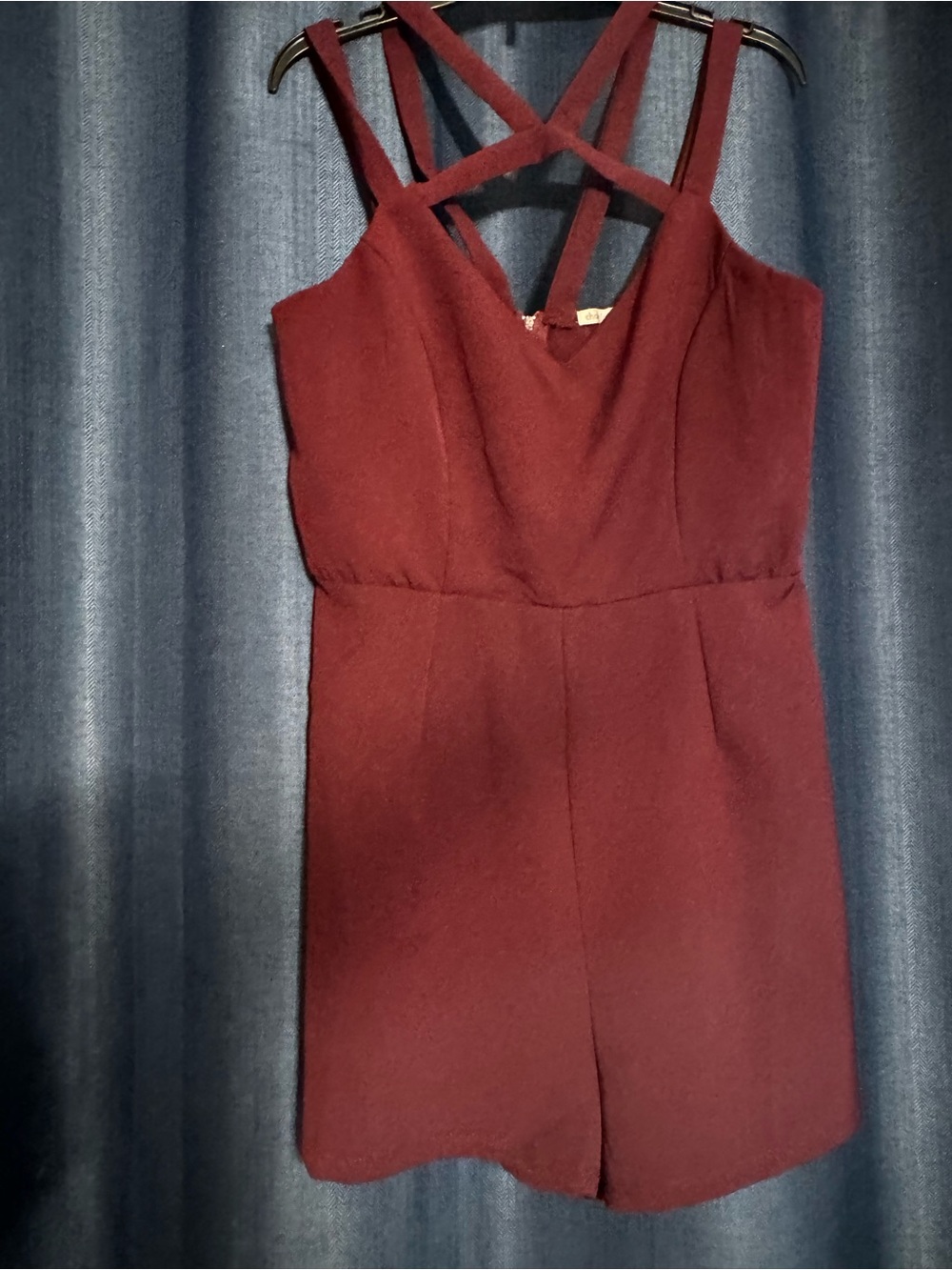 Charlotte Russe Burgundy Crisscross Strap Romper